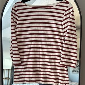 Women's Striped Market & Spruce Top - Maroon and White